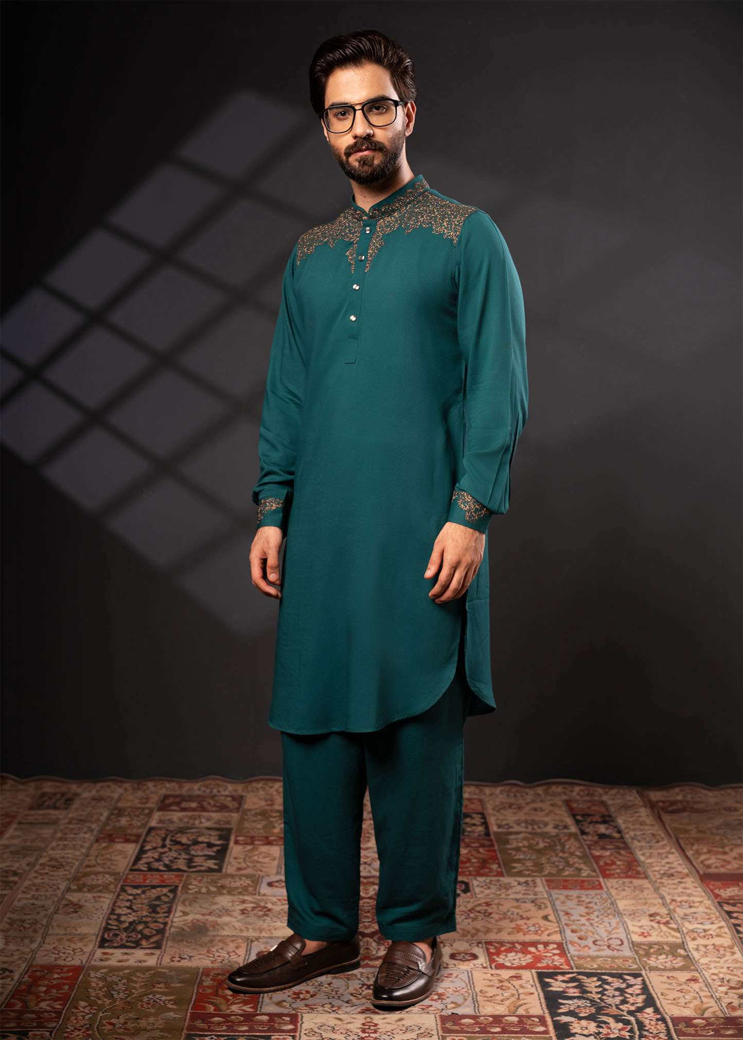 Men’s Signature Kabli Set – Peacock-Blue 2